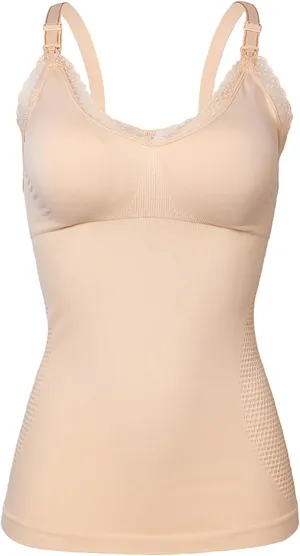 Women's Tank Top with Shelf Bra Adjustable Strap Breastfeeding Nursing Bra Wider Strap Camisole Basic Cami Tanks