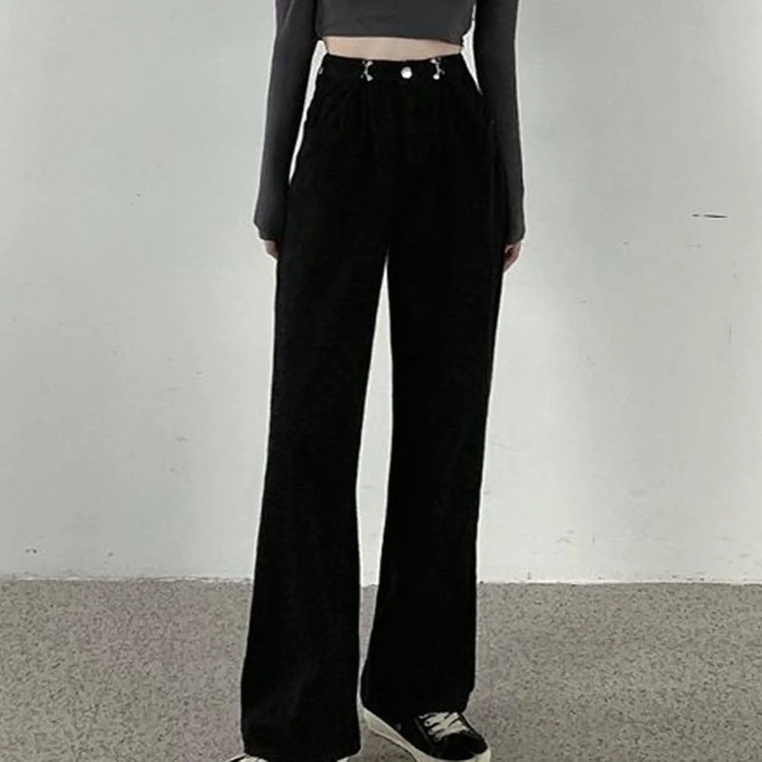 Women's Wide Leg Jeans Vintage High Waisted Stretch Fit Straight Leg Trendy Jeans Buttoned Loose Boyfriend Denim Pants