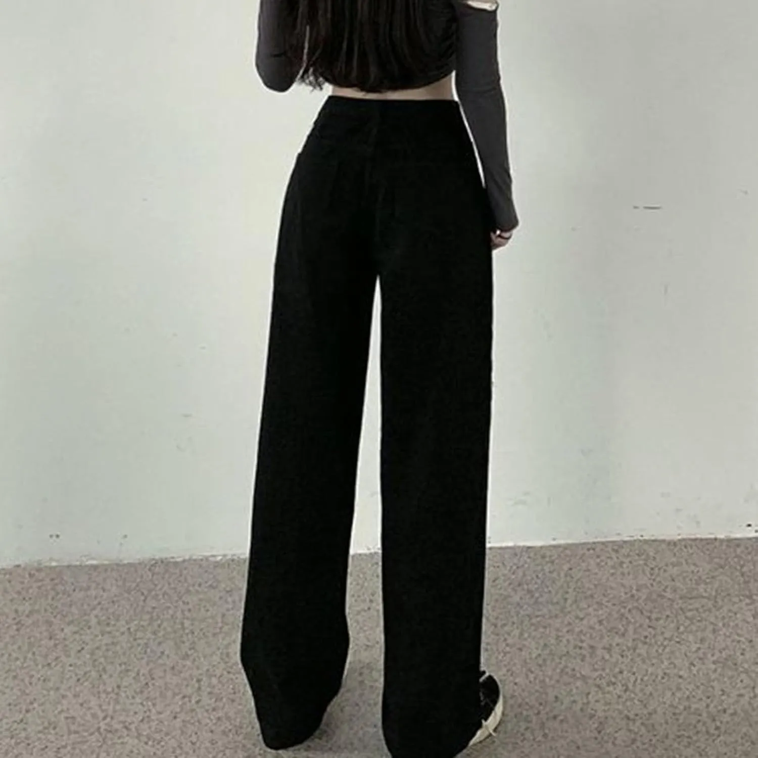 Women's Wide Leg Jeans Vintage High Waisted Stretch Fit Straight Leg Trendy Jeans Buttoned Loose Boyfriend Denim Pants