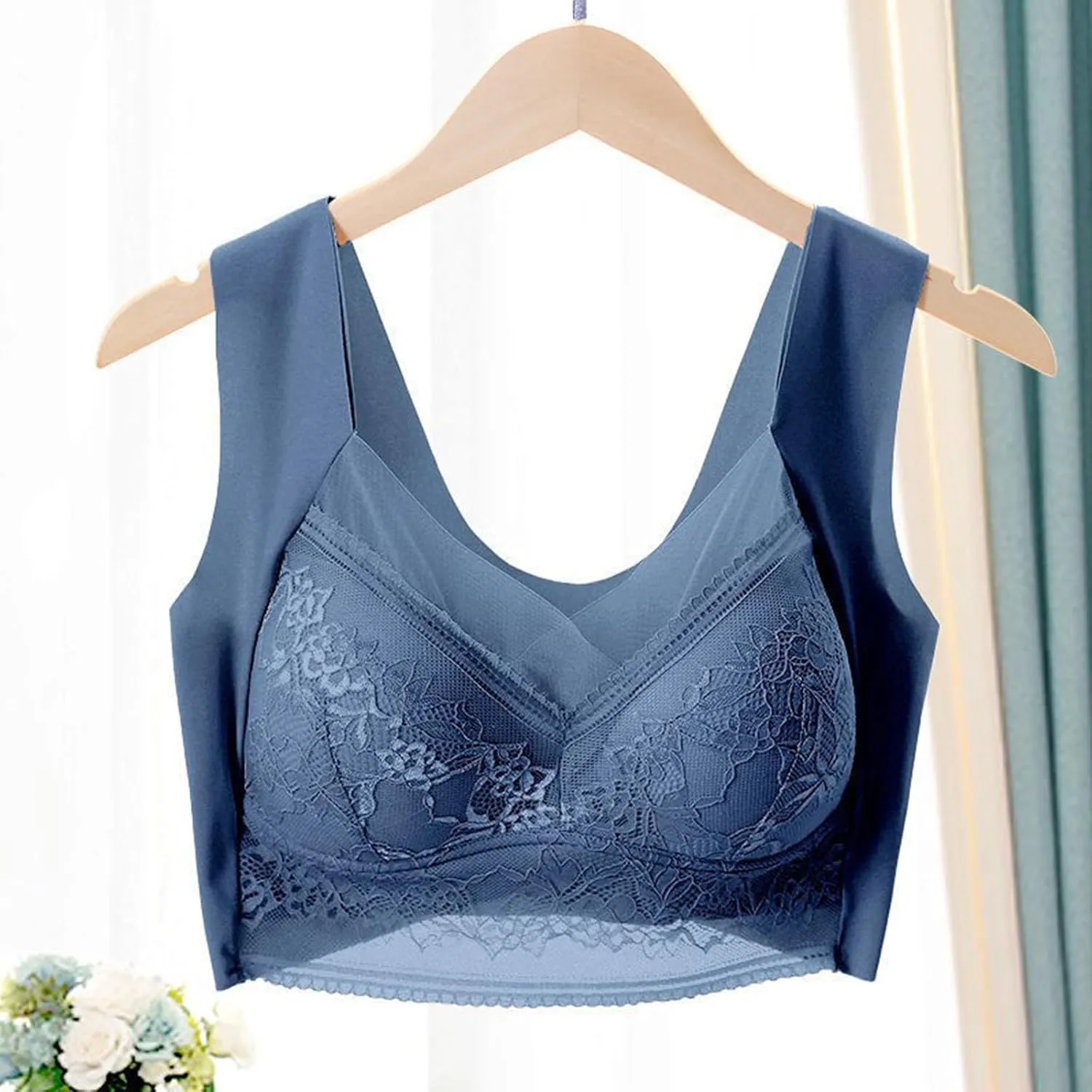 Women's Wireless Bra with Seamless Smooth Comfort Wirefree T Shirt Bra Pads for Sports Bras for Women