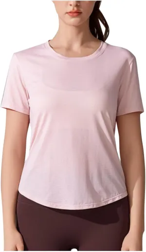 Workout Tops for Women Sexy Twist Knot Hollow Out Back Yoga Shirts Casual Short Sleeve Athletic Running Basic Tees