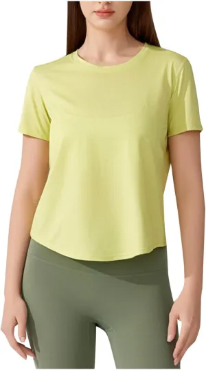 Workout Tops for Women Sexy Twist Knot Hollow Out Back Yoga Shirts Casual Short Sleeve Athletic Running Basic Tees