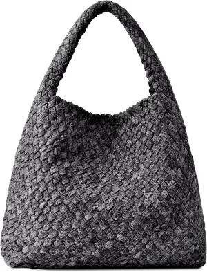 Woven Bag Purses and Handbags Woven Vegan Leather Tote Shoulder Top-Handle Bag With Purses for Women