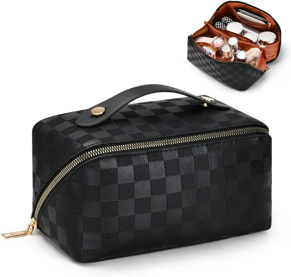 Woven Cosmetic Bag (Checkerboard Black)