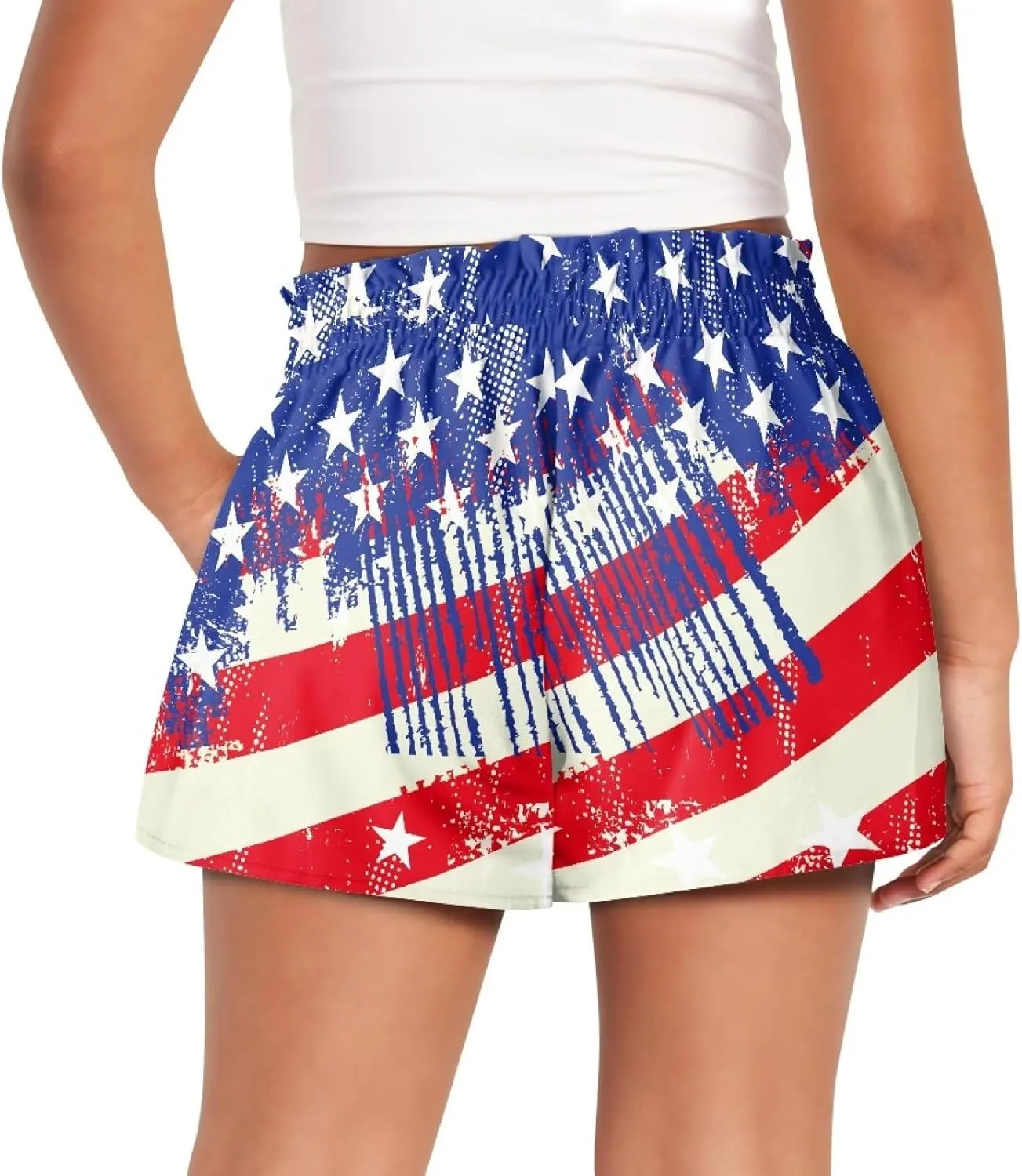 Xpyiqun Flowy Shorts Girls High Waist Butterfly Shorts 2 in 1 Running Athletic Shorts Spandex Liner Skirts Summer