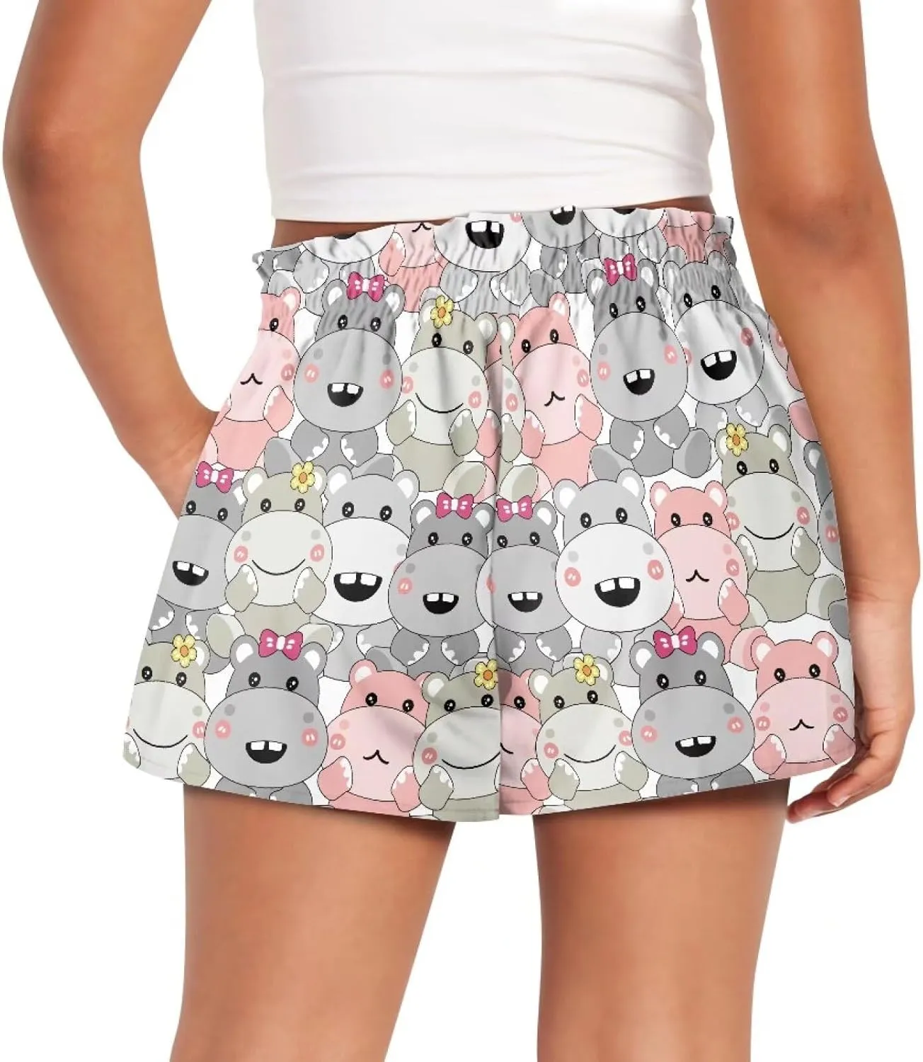 Xpyiqun Flowy Shorts Girls High Waist Butterfly Shorts 2 in 1 Running Athletic Shorts Spandex Liner Skirts Summer