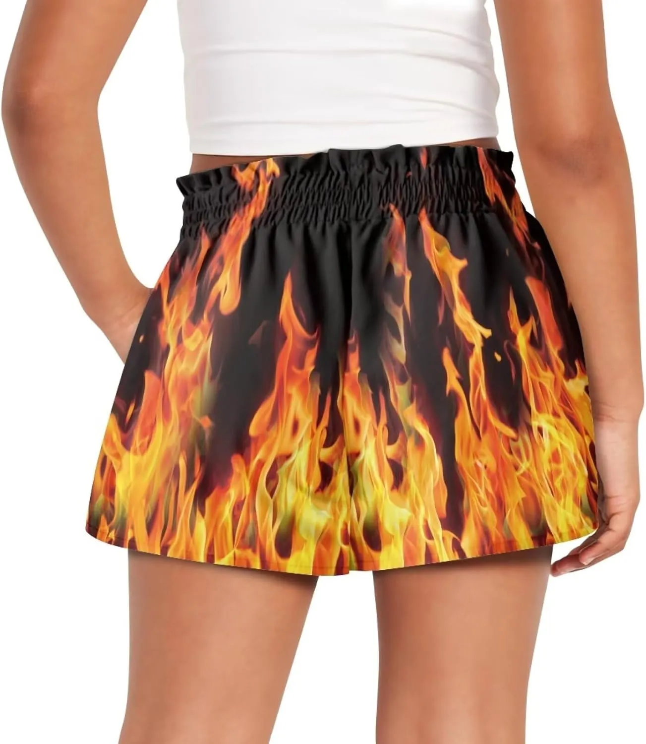 Xpyiqun Flowy Shorts Girls High Waist Butterfly Shorts 2 in 1 Running Athletic Shorts Spandex Liner Skirts Summer