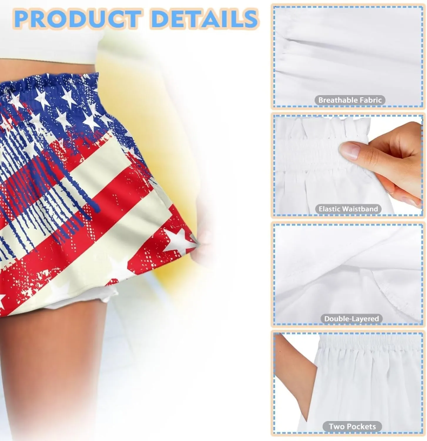 Xpyiqun Flowy Shorts Girls High Waist Butterfly Shorts 2 in 1 Running Athletic Shorts Spandex Liner Skirts Summer