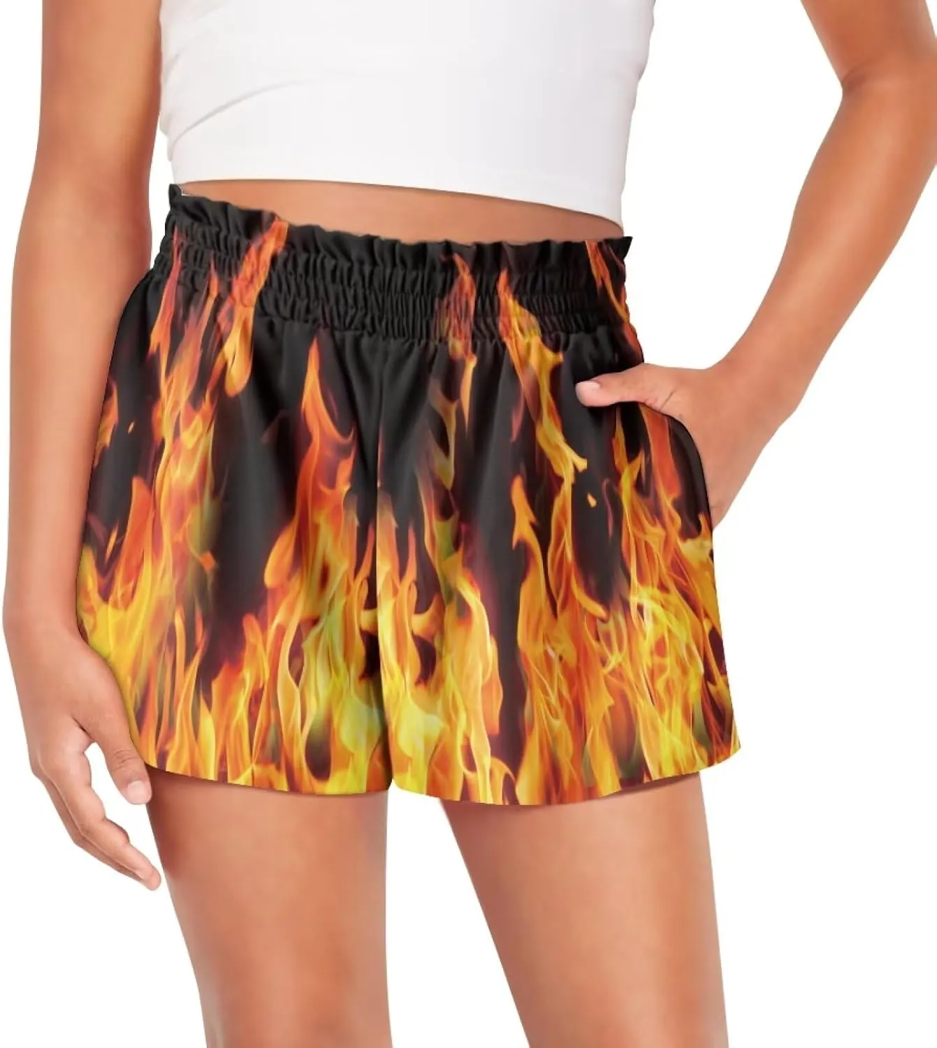 Xpyiqun Flowy Shorts Girls High Waist Butterfly Shorts 2 in 1 Running Athletic Shorts Spandex Liner Skirts Summer