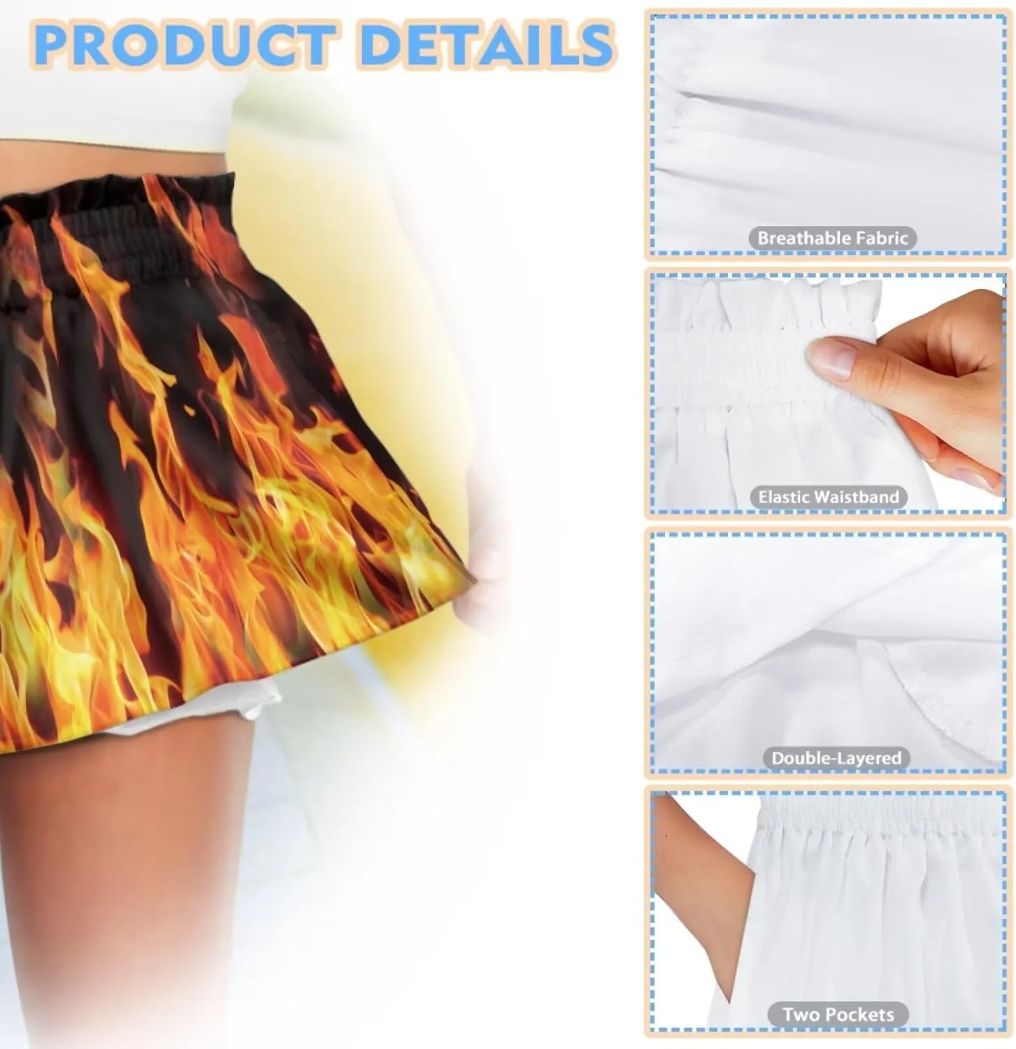 Xpyiqun Flowy Shorts Girls High Waist Butterfly Shorts 2 in 1 Running Athletic Shorts Spandex Liner Skirts Summer