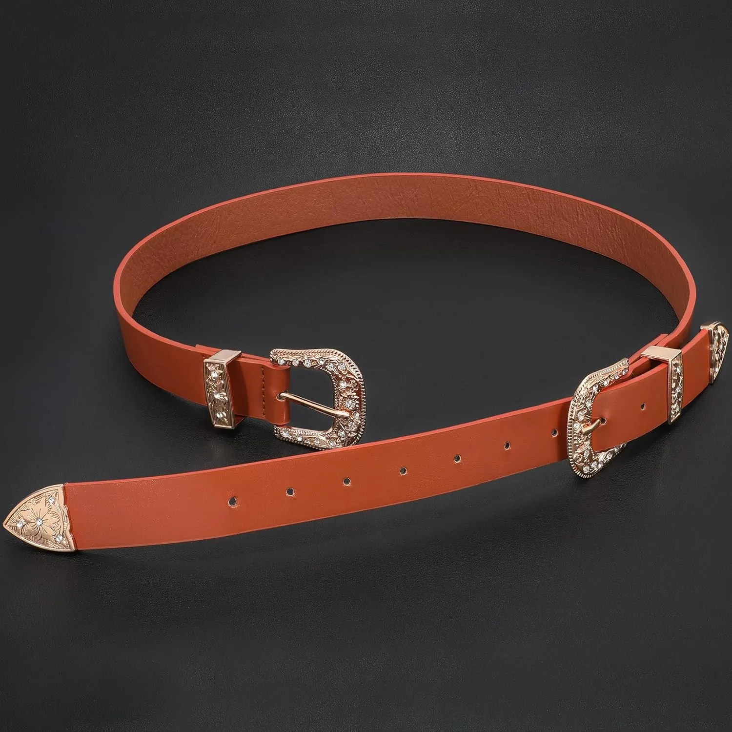XZQTIVE Women Leather Belt Ladies Vintage Western Belt Retro Cowgirl Leather Belt Black Waist Belt for Pants Jeans Dresses