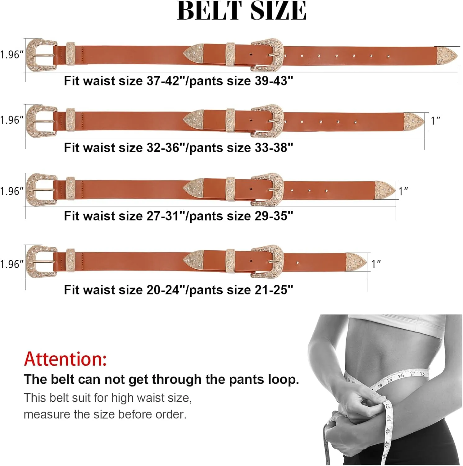 XZQTIVE Women Leather Belt Ladies Vintage Western Belt Retro Cowgirl Leather Belt Black Waist Belt for Pants Jeans Dresses