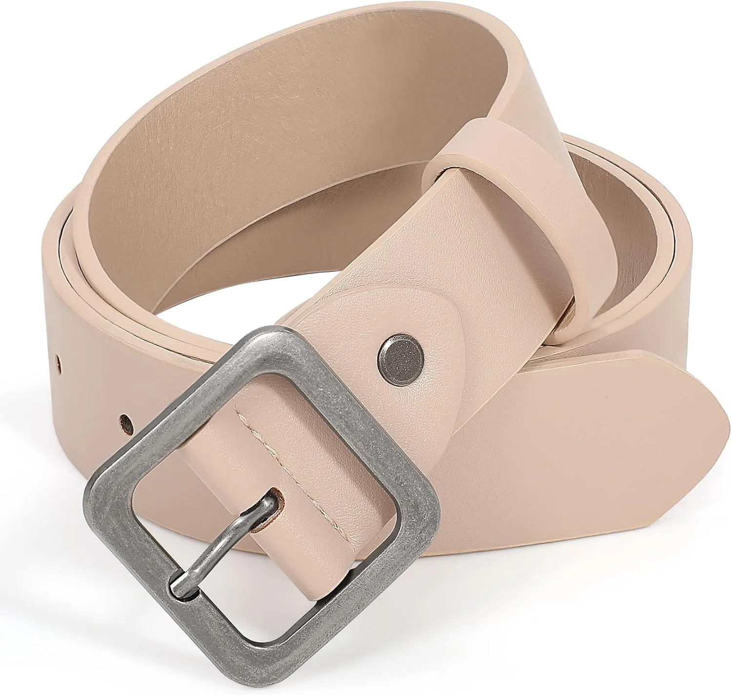 XZQTIVE Women’s Leather Belts for Jeans Pants Dresses Fashion Ladies Black Belt with Square Buckle