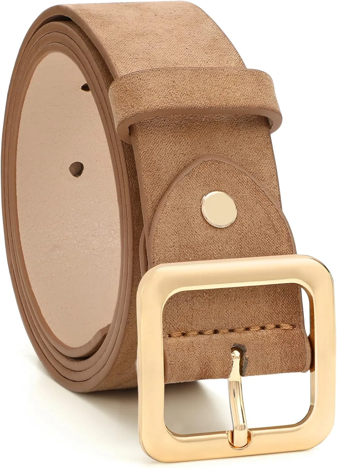 XZQTIVE Women’s Leather Belts for Jeans Pants Dresses Fashion Ladies Black Belt with Square Buckle