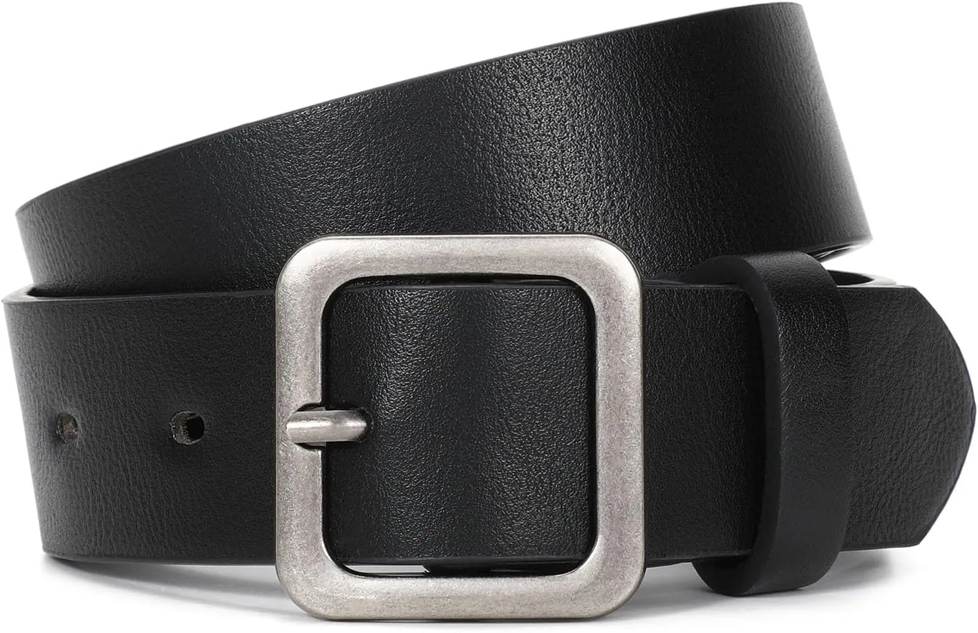 XZQTIVE Women’s Leather Belts for Jeans Pants Dresses Fashion Ladies Black Belt with Square Buckle