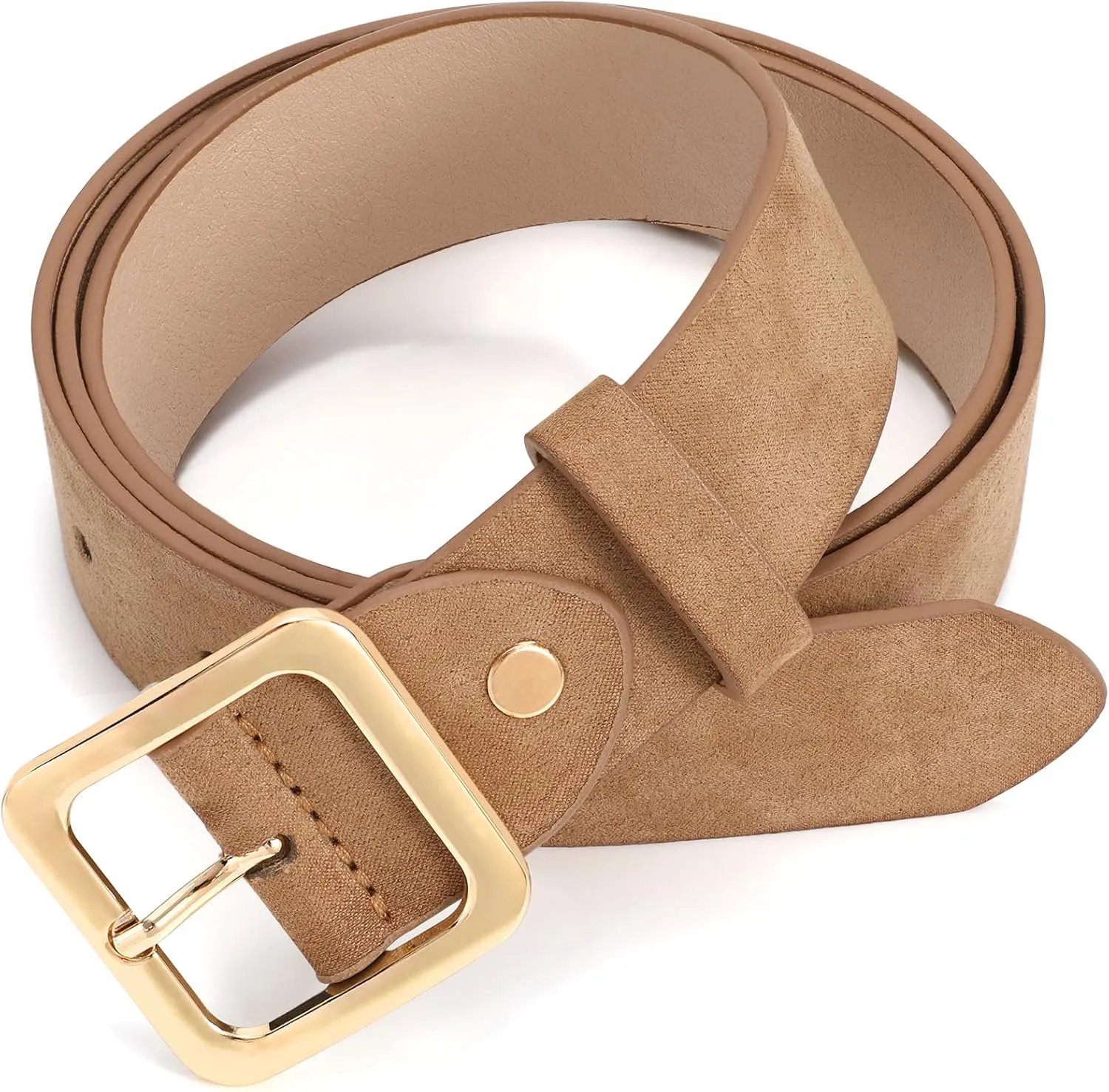 XZQTIVE Women’s Leather Belts for Jeans Pants Dresses Fashion Ladies Black Belt with Square Buckle
