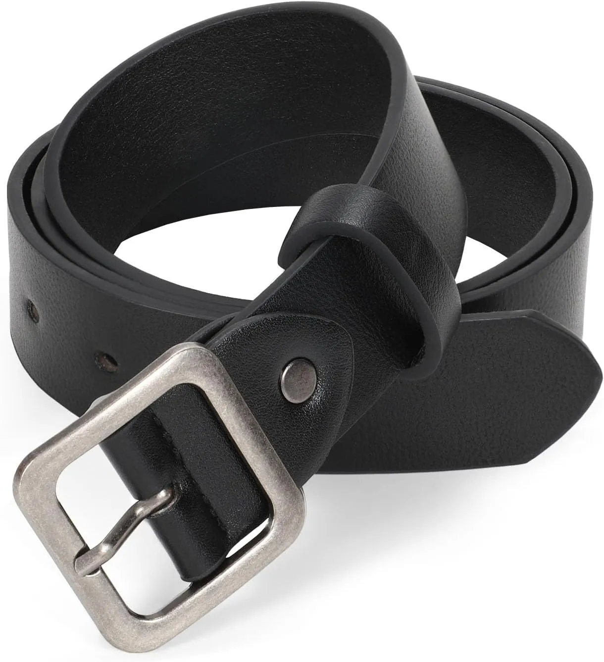 XZQTIVE Women’s Leather Belts for Jeans Pants Dresses Fashion Ladies Black Belt with Square Buckle