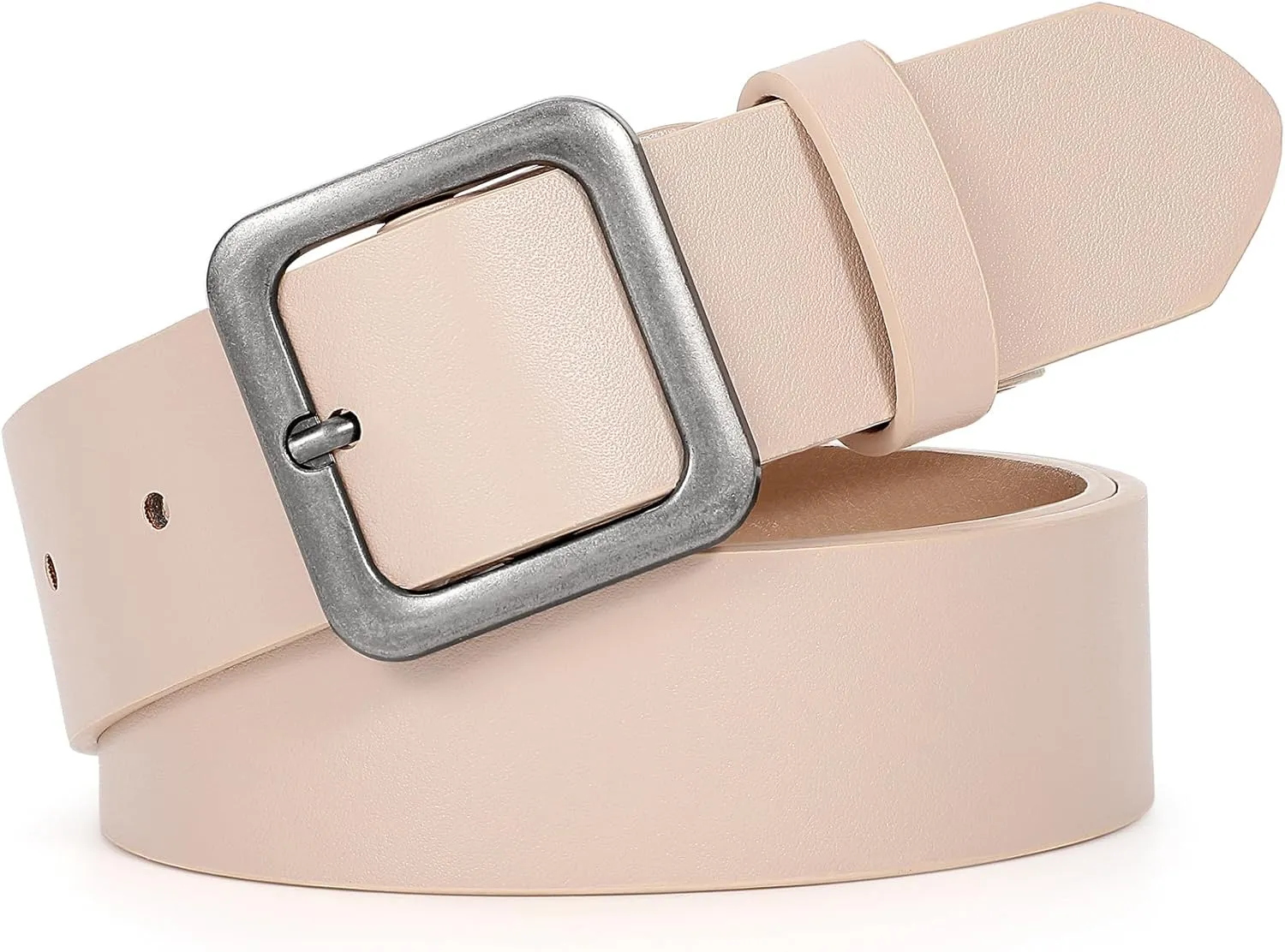 XZQTIVE Women’s Leather Belts for Jeans Pants Dresses Fashion Ladies Black Belt with Square Buckle