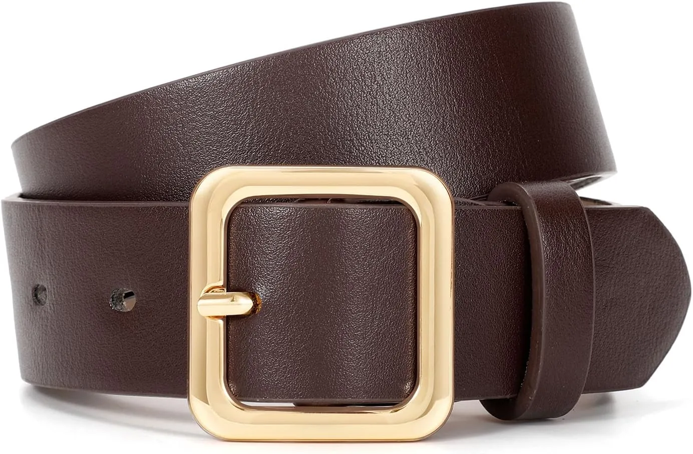 XZQTIVE Women’s Leather Belts for Jeans Pants Dresses Fashion Ladies Black Belt with Square Buckle