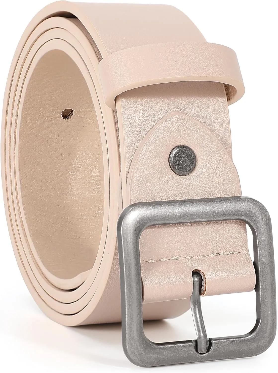 XZQTIVE Women’s Leather Belts for Jeans Pants Dresses Fashion Ladies Black Belt with Square Buckle