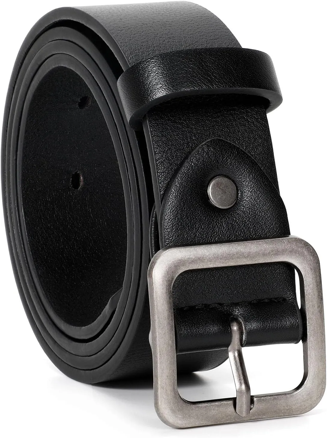 XZQTIVE Women’s Leather Belts for Jeans Pants Dresses Fashion Ladies Black Belt with Square Buckle