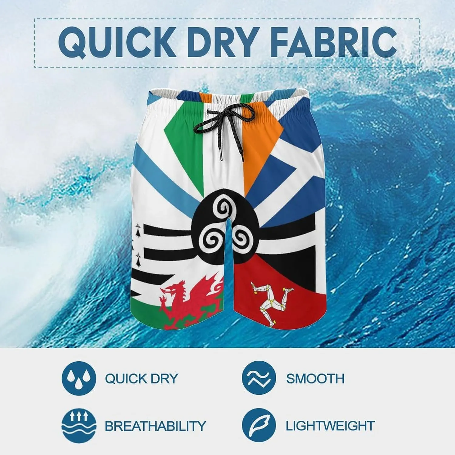 Zakqeik Slovakia Flag Mens Swim Trunks Quick Dry Swim Shorts with Pockets Funny Beach Shorts