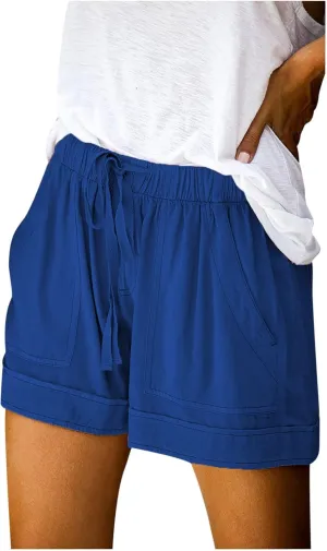 ZDRZK Summer Shorts for Women 2024 Drawstring High Elastic Waisted Shorts Work Office Casual Shorts Pants with Plus Size