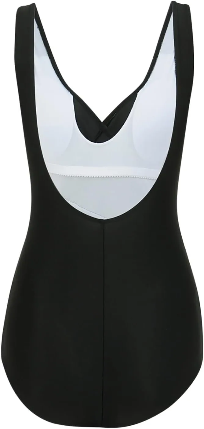 Zkuisw Swim Suits for Women 2024 Solid Push-Up Backless Swimsuits Beachwear Sexy Tummy Control One Piece Bathing Suits Bikini