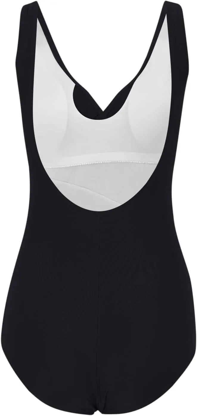 Zkuisw Swim Suits for Women 2024 Solid Push-Up Backless Swimsuits Beachwear Sexy Tummy Control One Piece Bathing Suits Bikini