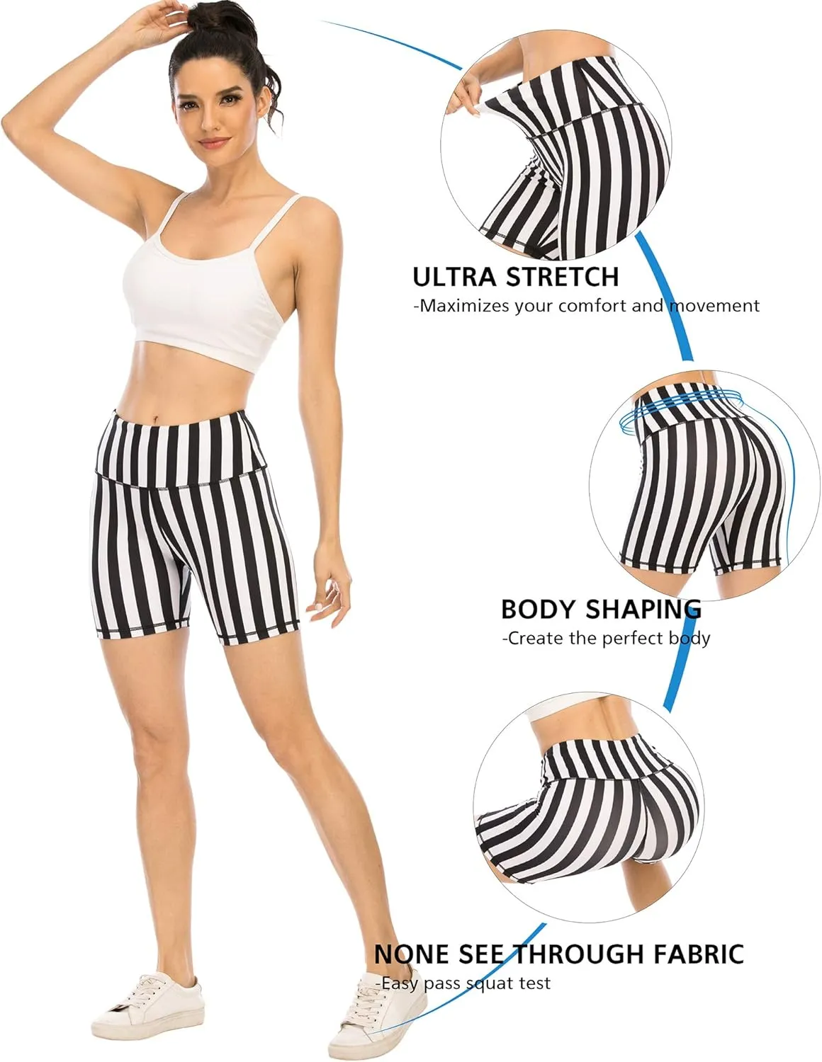ZLLW Women's High Waist Cute Print Workout Yoga Shorts, 5 inch Squat Proof Biker Shorts Stretch Athletic Running Shorts
