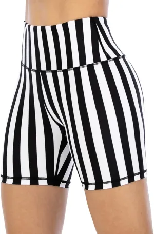 ZLLW Women's High Waist Cute Print Workout Yoga Shorts, 5 inch Squat Proof Biker Shorts Stretch Athletic Running Shorts